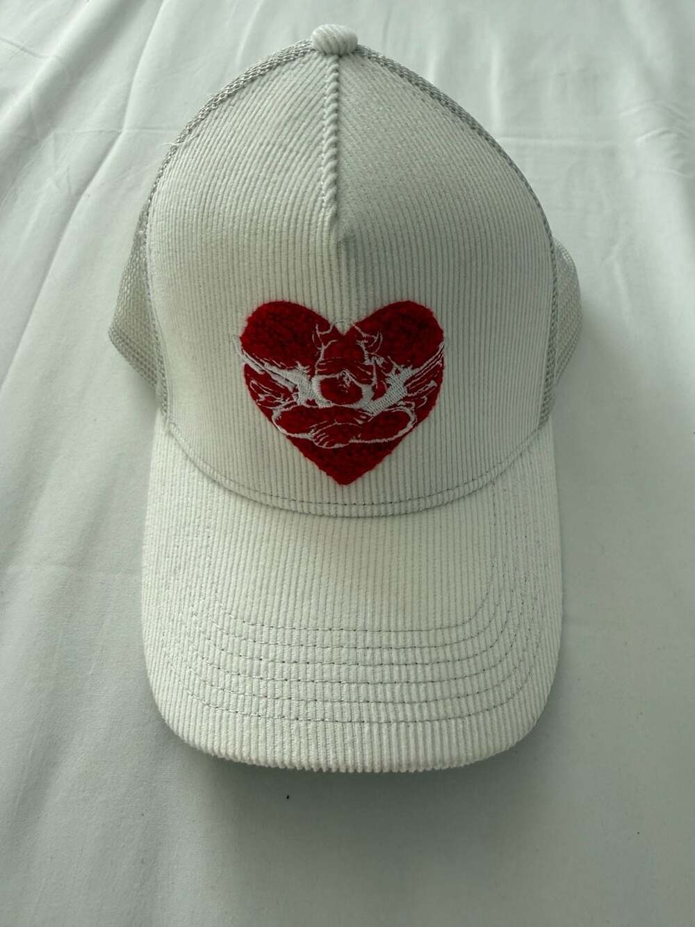 Boys Lie White Heartbreaker Corduroy Trucker Hat Cream Cherub